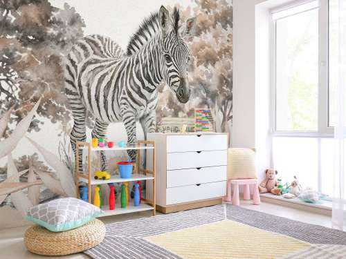 Bébé zèbre dans la nature taupe