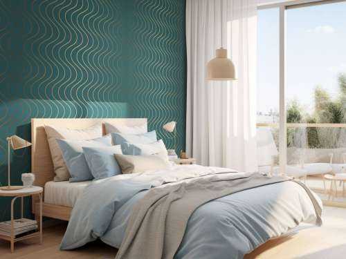 Motif ondulé bleu canard