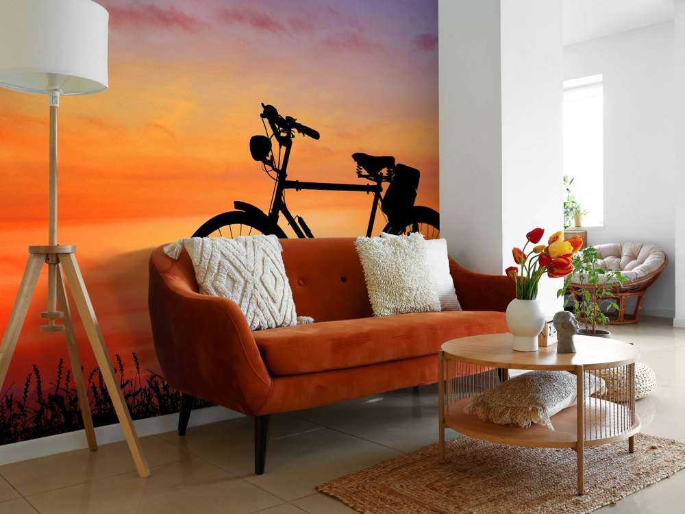 Vélo vintage au coucher du soleil
