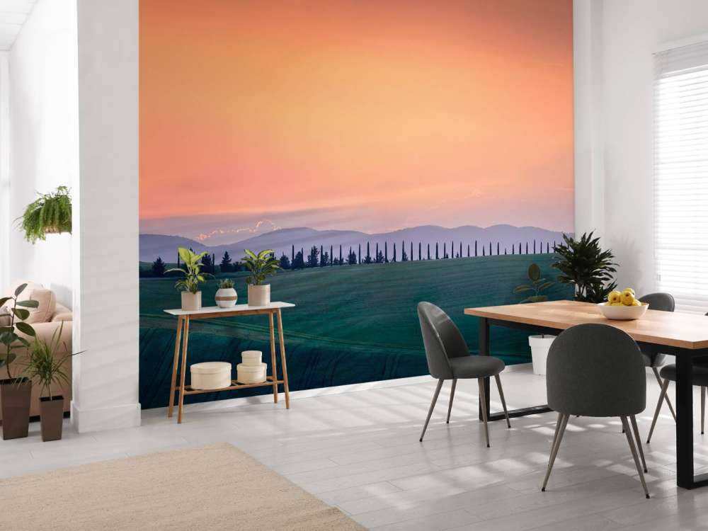 Paysage italien avec ciel orange