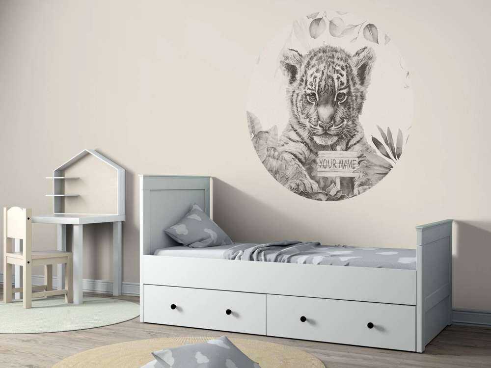 Tigre mignon avec des plantes beige