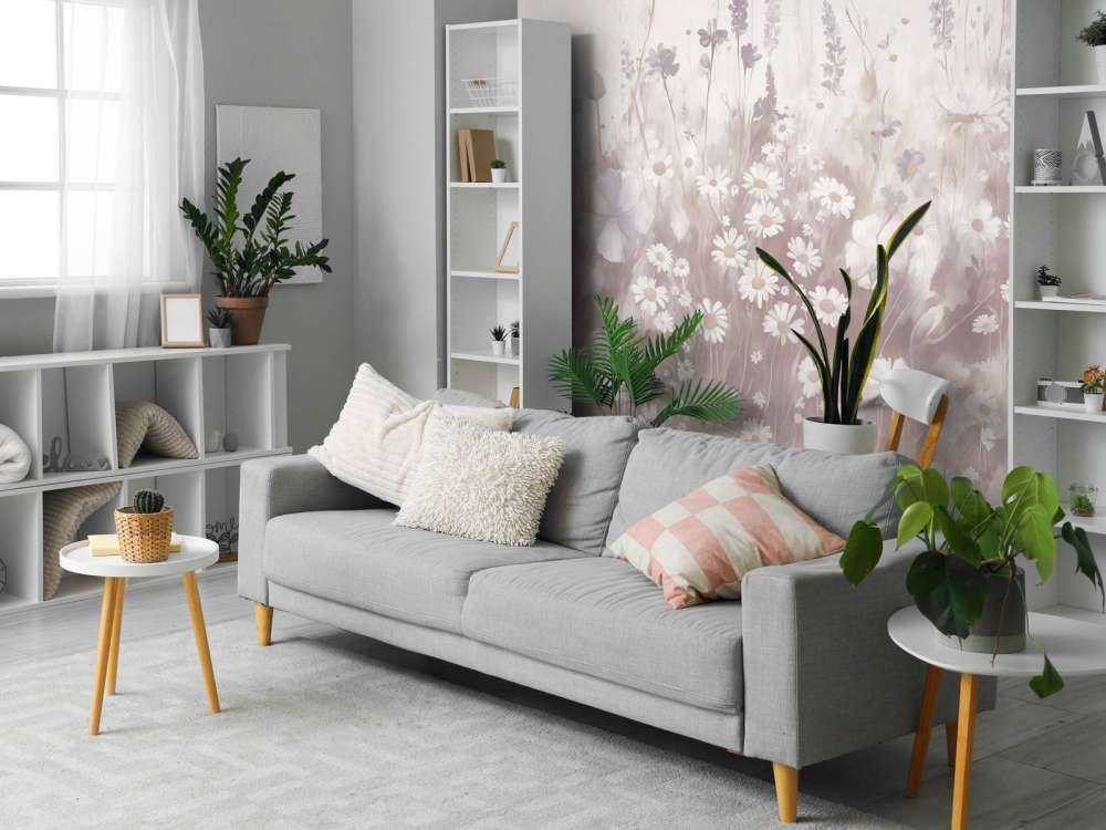 Végétation luxuriante d'été rose pâle