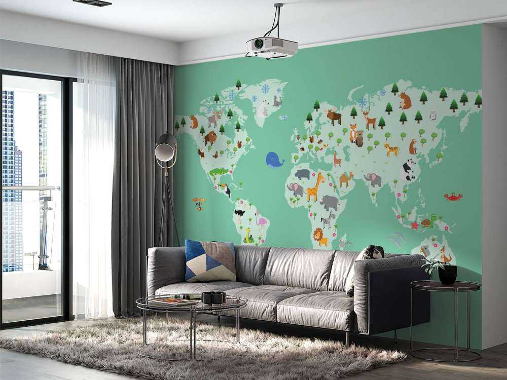 Carte du monde pour les enfants en vert