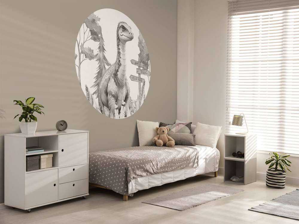 Bébé brachiosaure dans la jungle beige