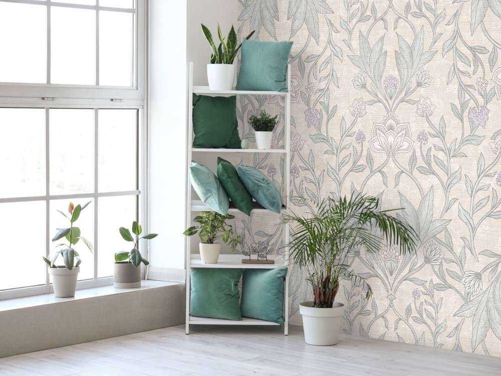 Damas floral Morris - beige neutre