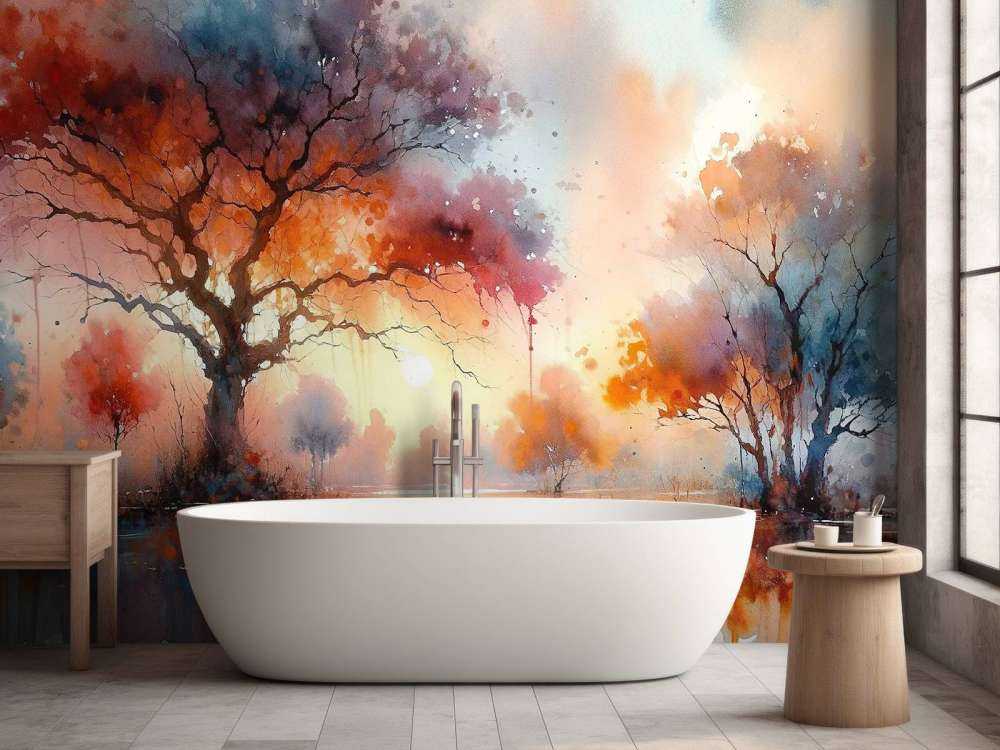 La canopée ardente de l'automne au crépuscule