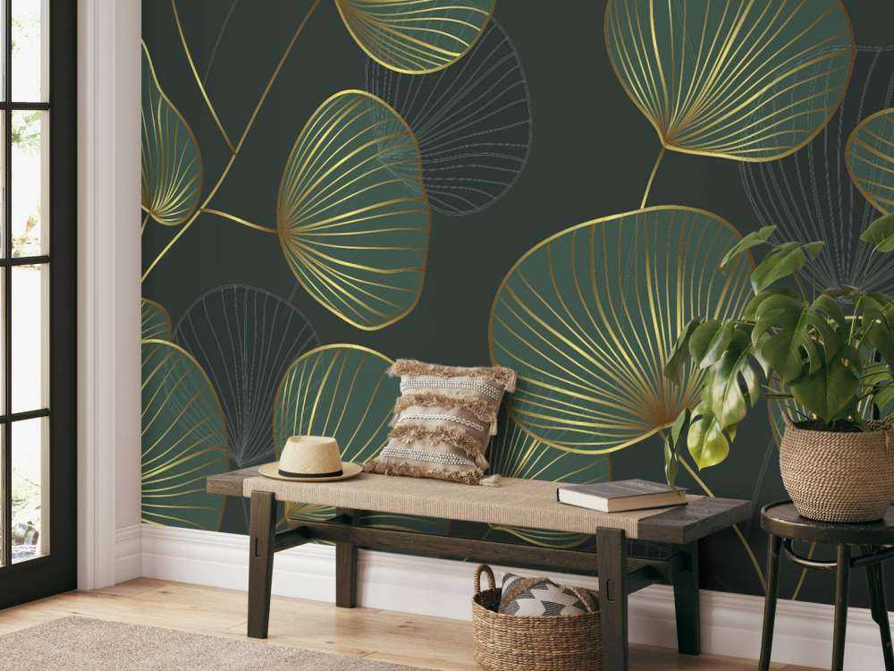 Feuilles décoratives avec de l'or