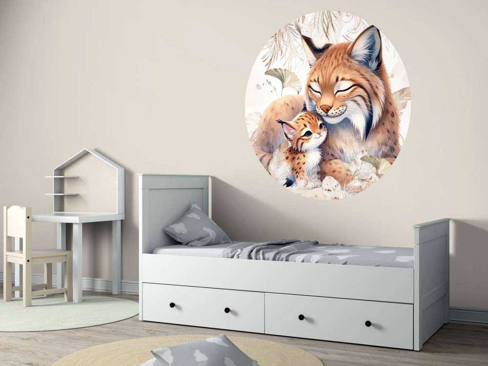 Lynx aimant avec un jeune