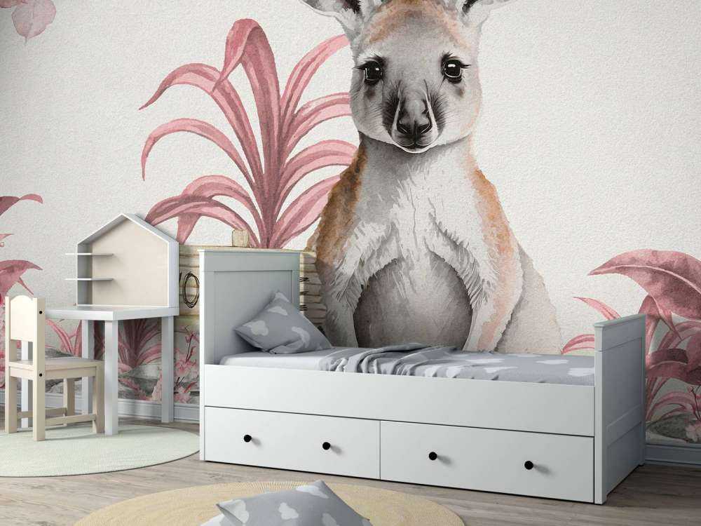 Bébé kangourou de la jungle rose