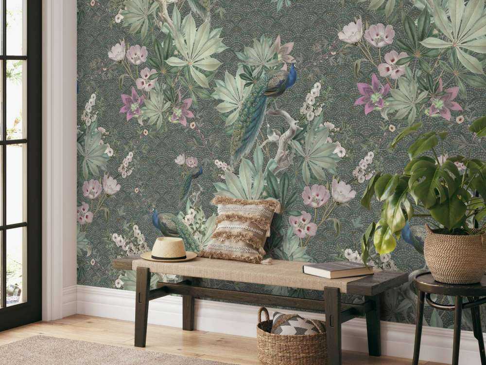 Paons de jardin vintage - vert foncé