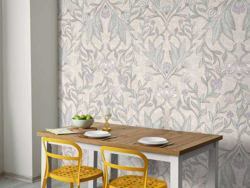Damas floral Morris - beige neutre