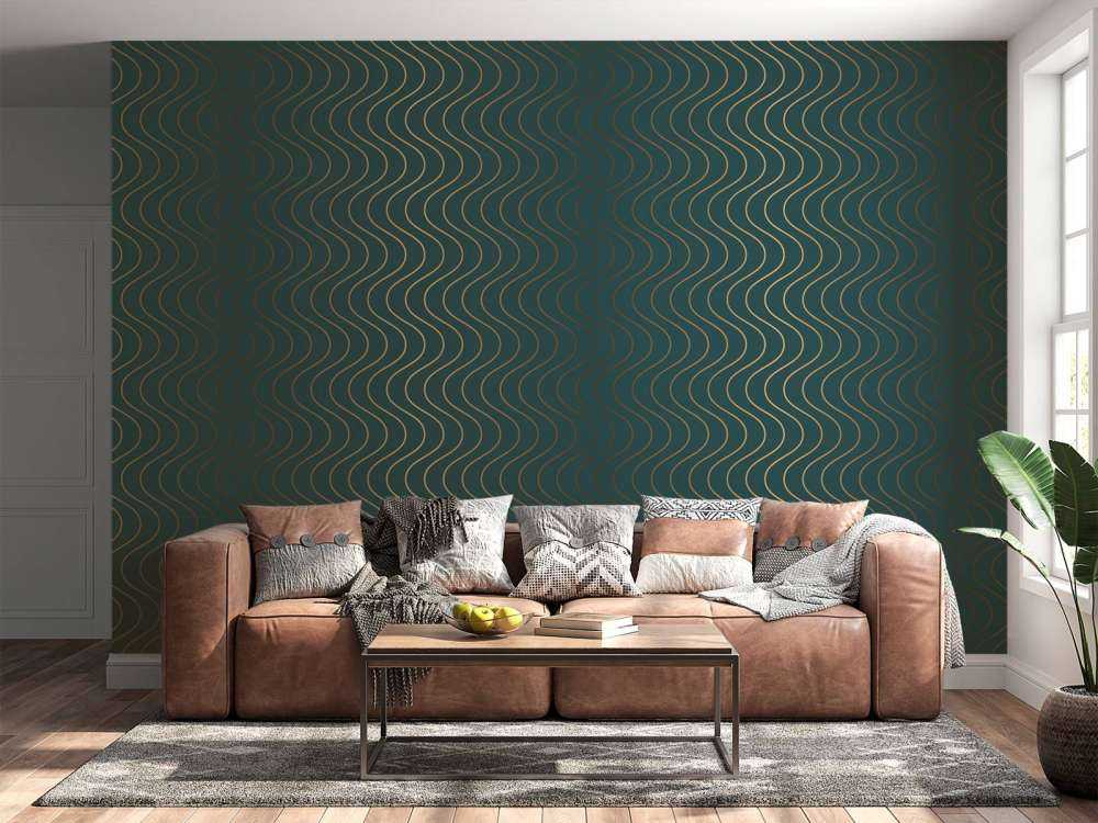 Motif ondulé bleu canard