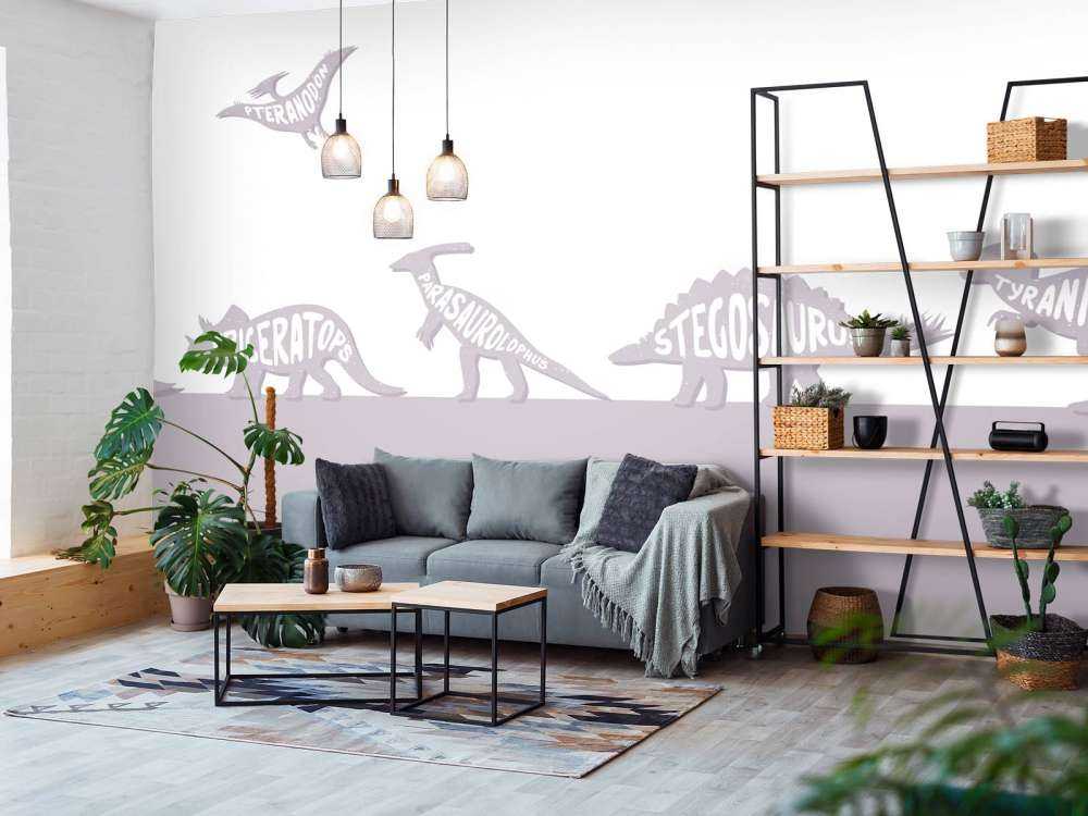 Dinosaures avec texte en rose