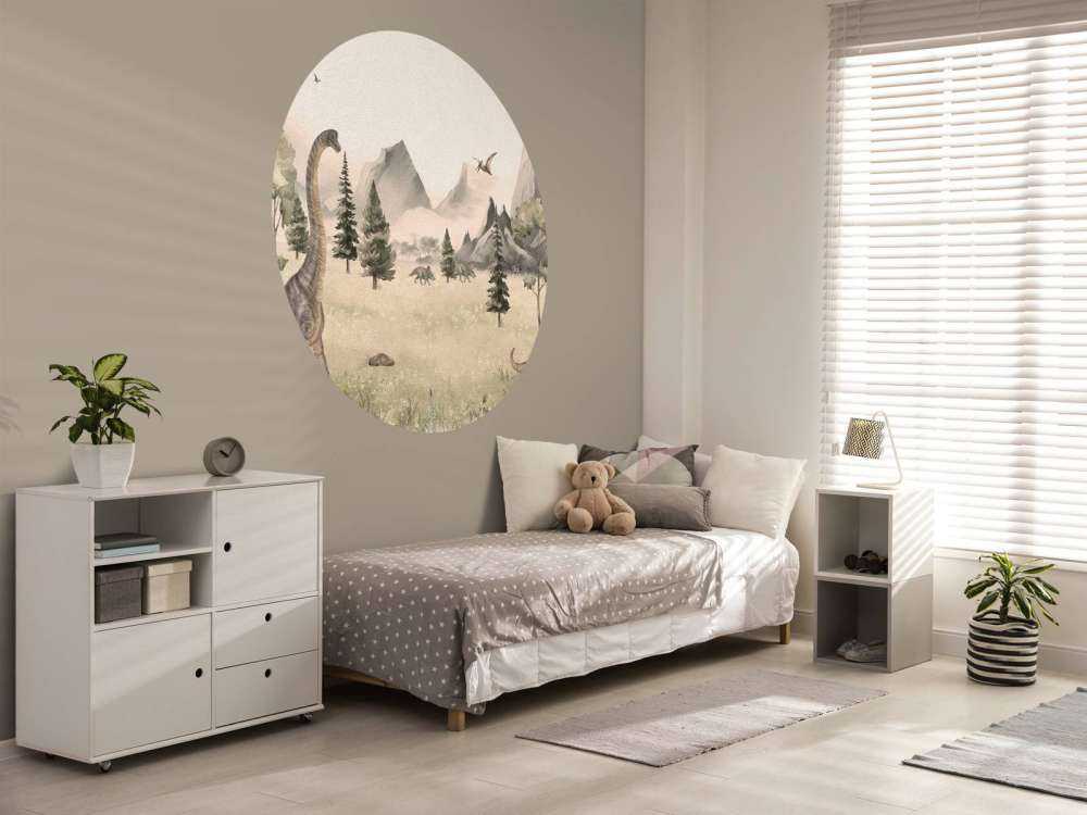 Paysage avec dinosaures en beige