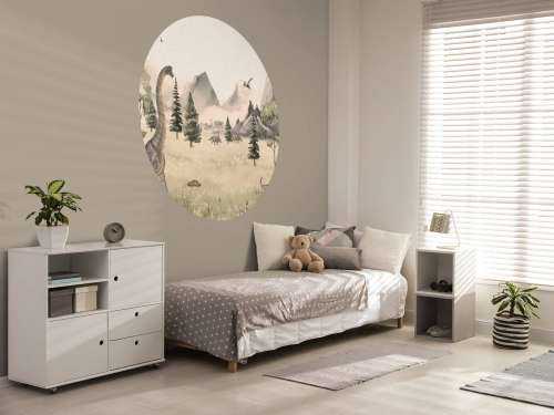 Paysage avec dinosaures en beige