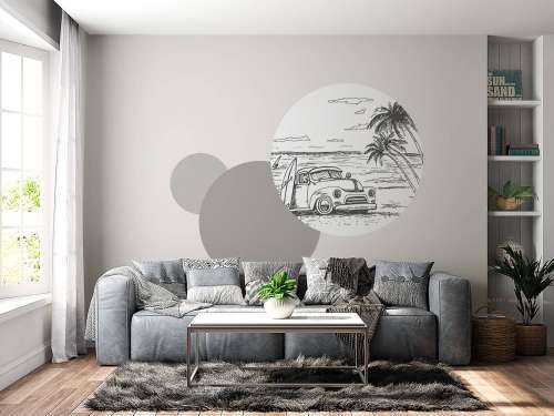 Plage dessinée en noir et blanc