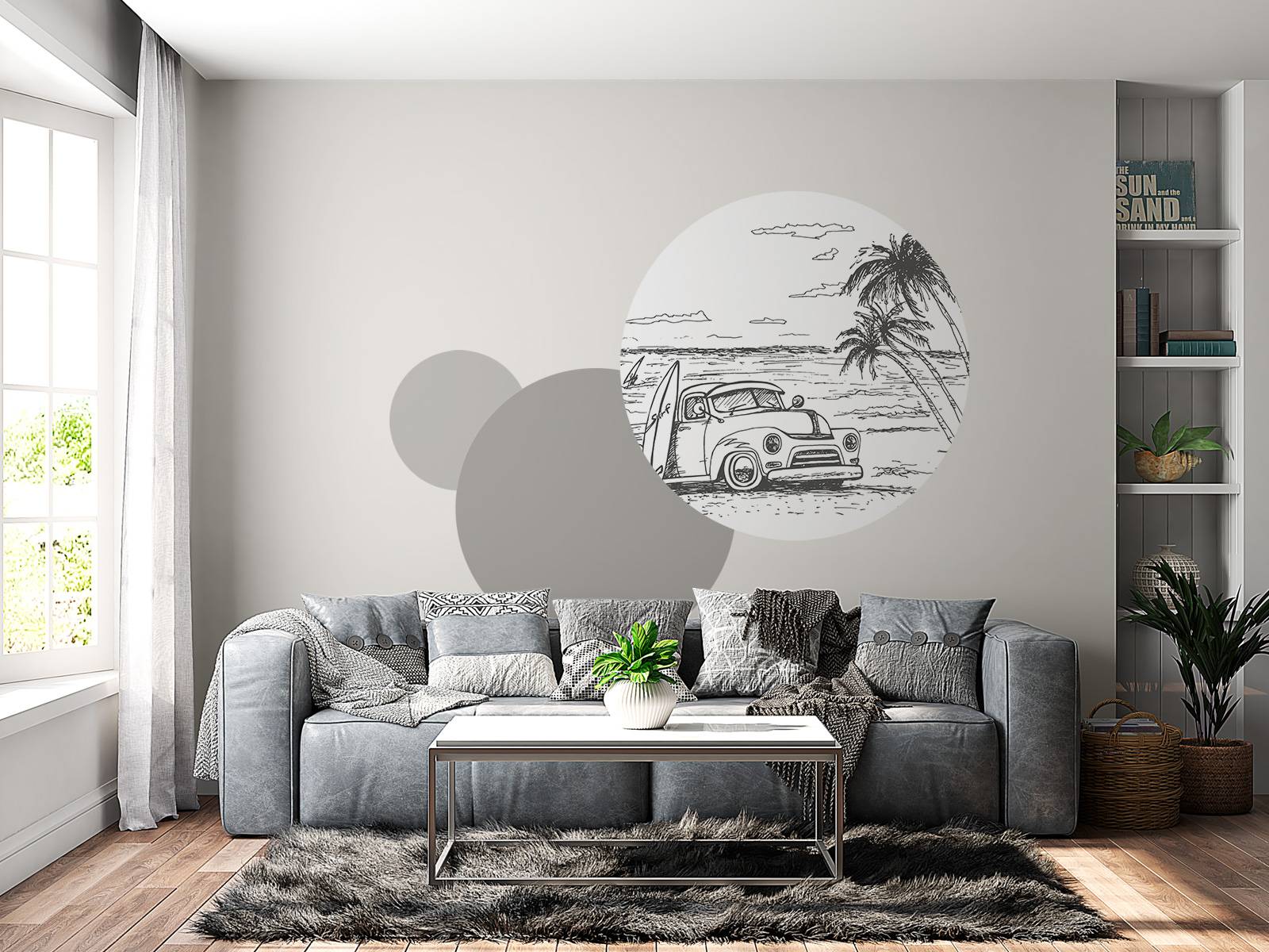 Plage dessinée en noir et blanc