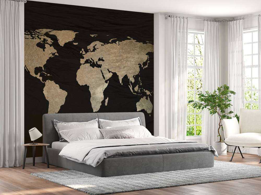 Carte du monde or clair