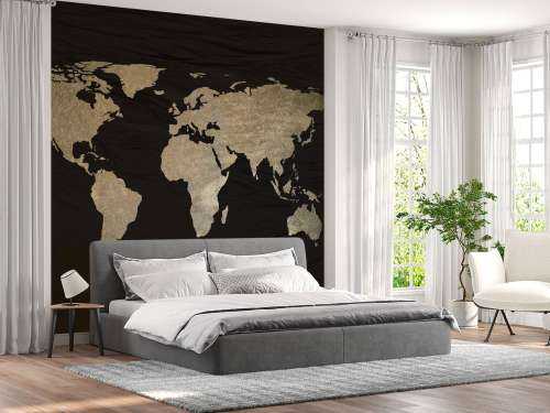 Carte du monde or clair