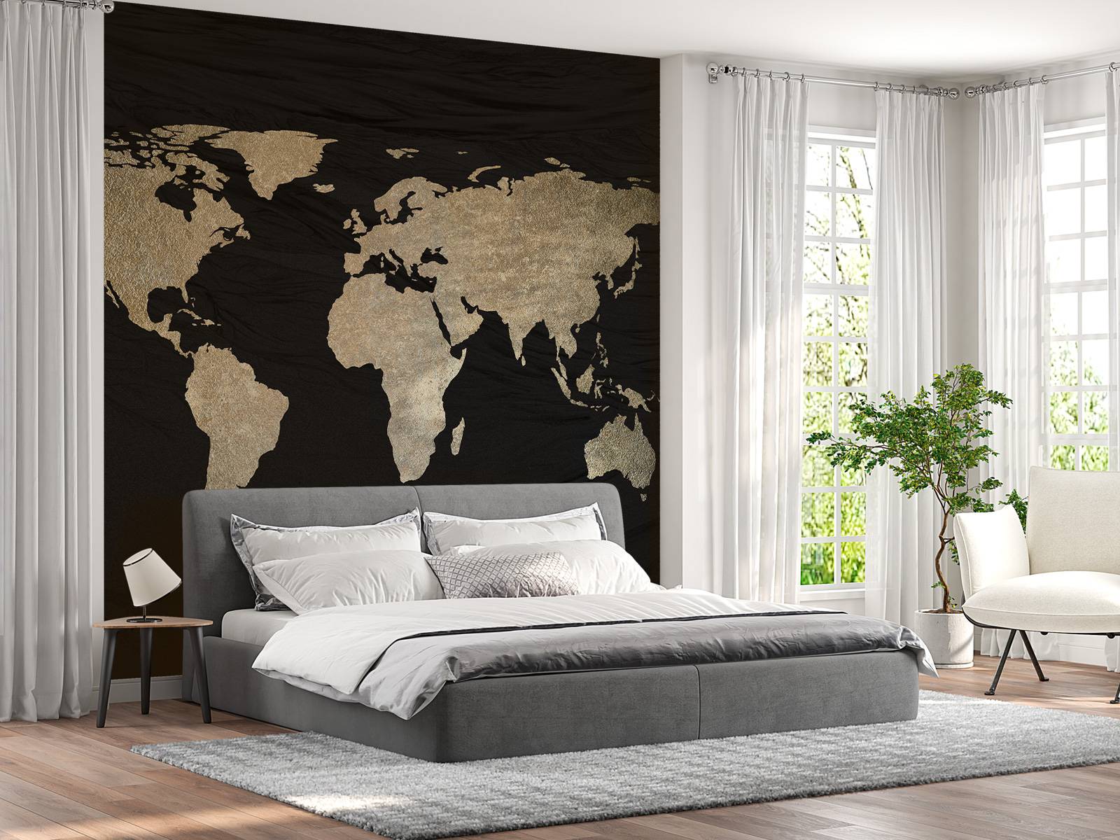 Carte du monde or clair