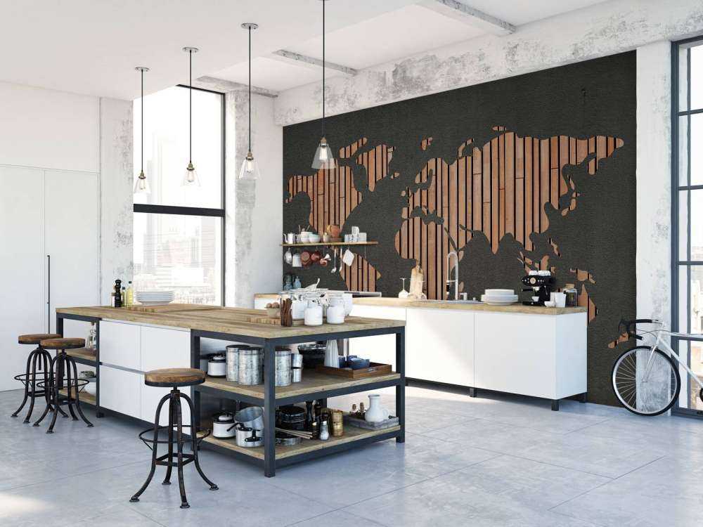 Carte du monde avec planches de bois