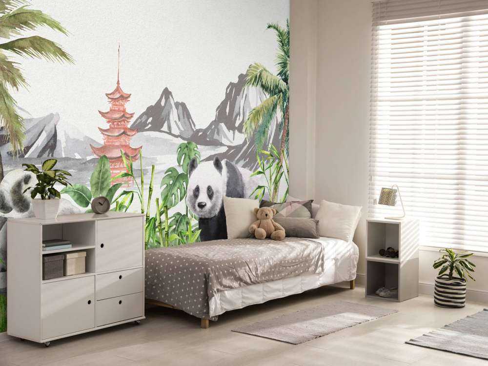 Pandas dans une jungle de bambous