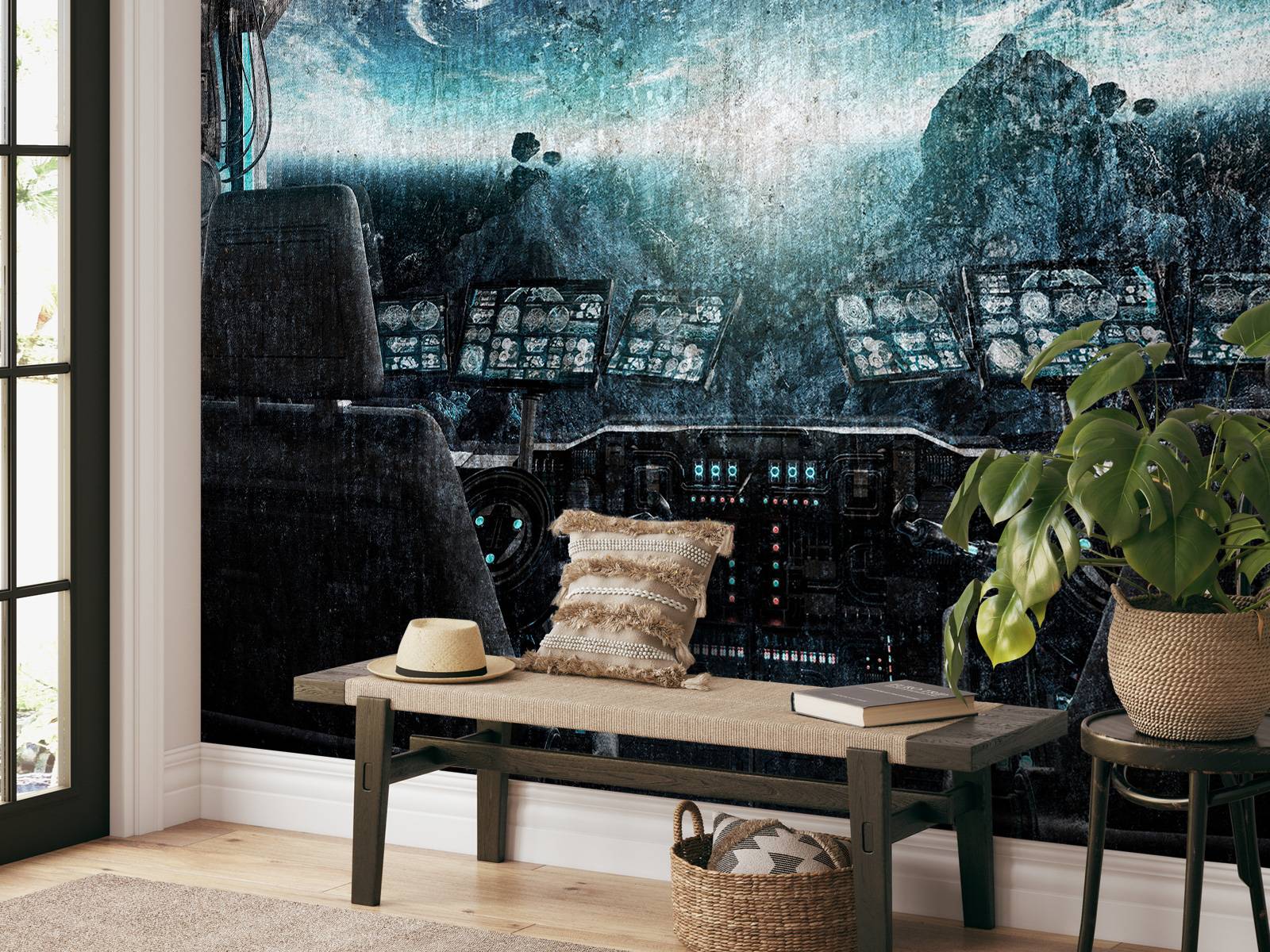 Runa Art Papier Peint Intissé Tapisserie Univers De Vaisseau Spatial 396x280 Cm (11,1M2) - 9 Bandes Collage Facile 9075012a - Bricolage