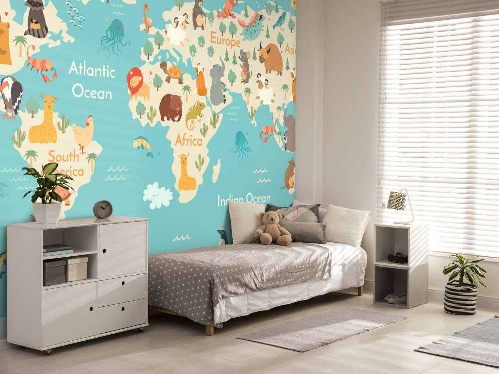 Carte du monde avec des animaux