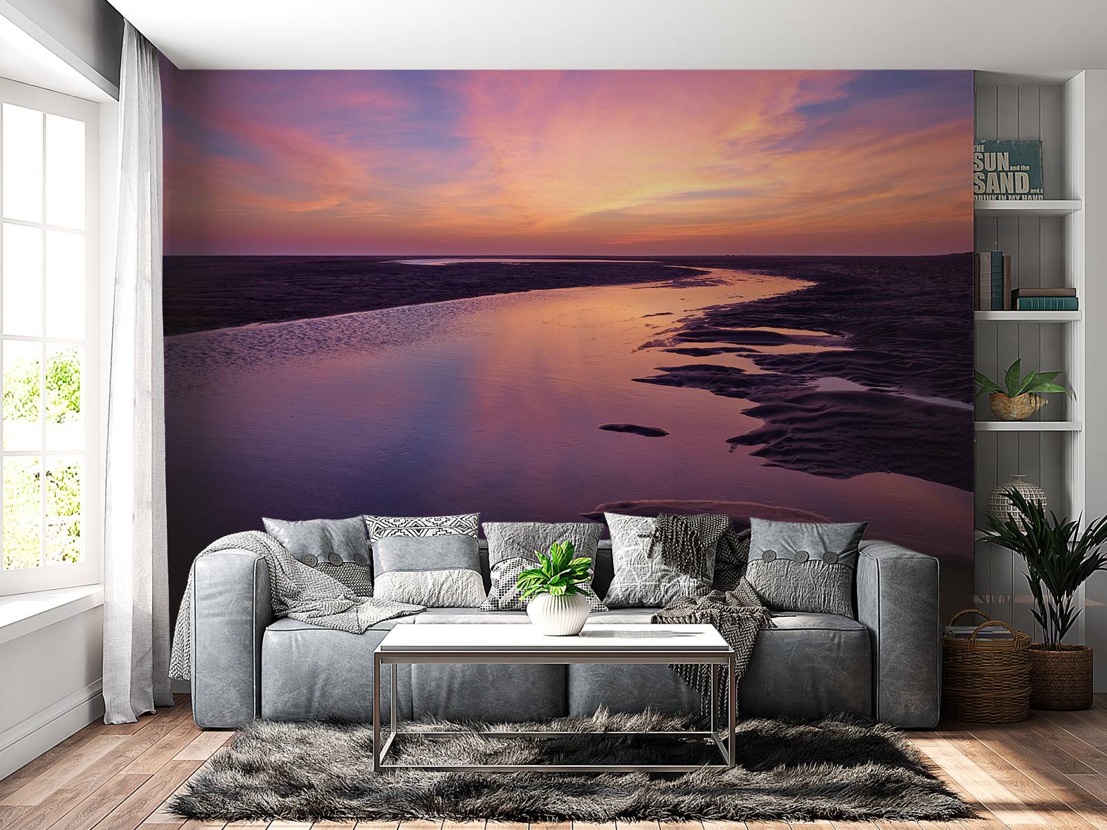 Coucher de soleil avec un air violet