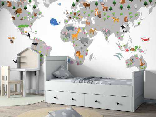 Carte du monde pour les enfants avec fond blanc