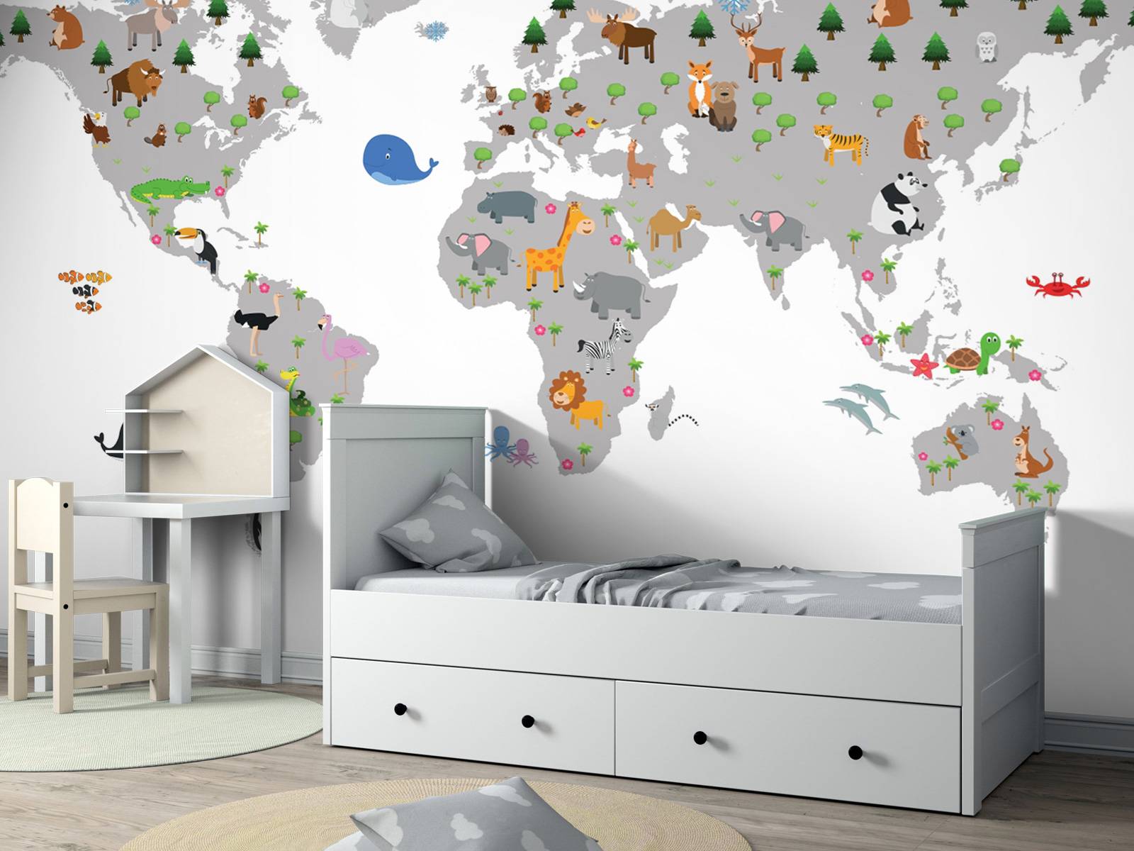 Carte du monde pour les enfants avec fond blanc