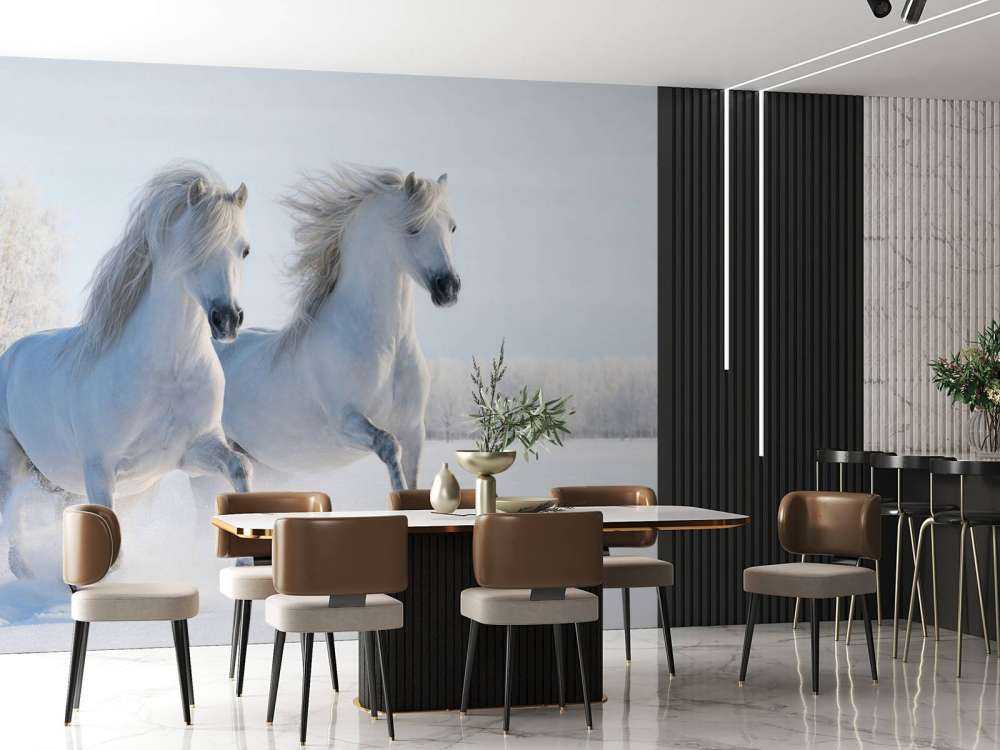 Chevaux dans la neige