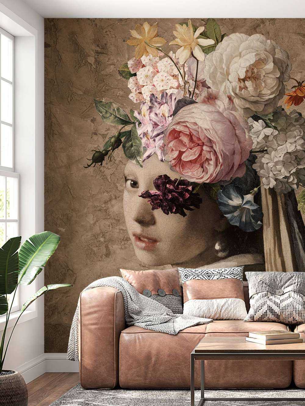 La jeune fille à la perle - motif floral