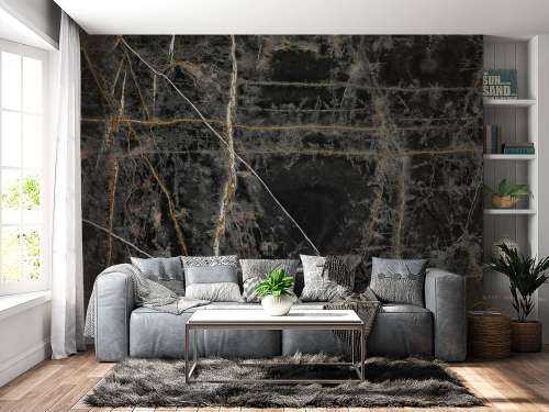 Marbre foncé avec des lignes de couleur cuivre