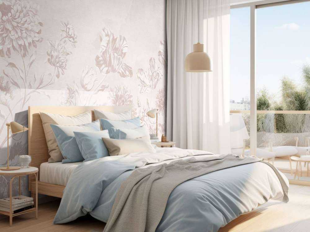 Paysage floral baroque - rose poudré