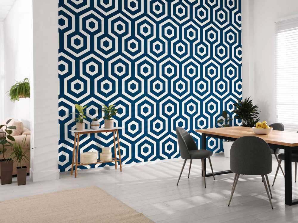 Motif Hexagones bleu foncé