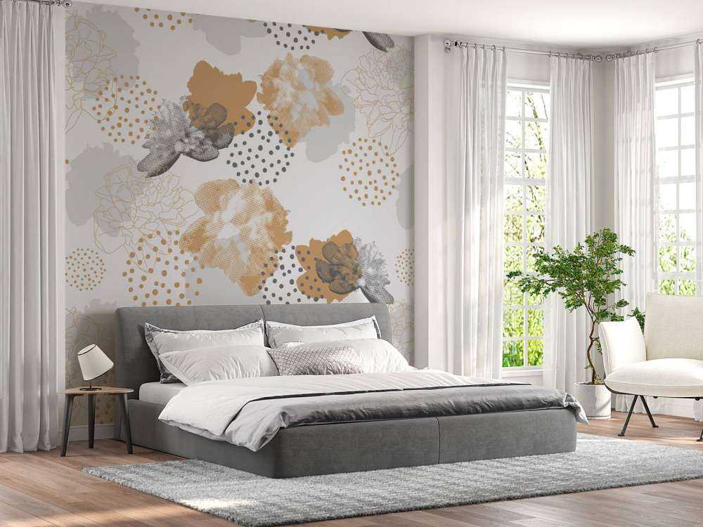 Motif floral gris