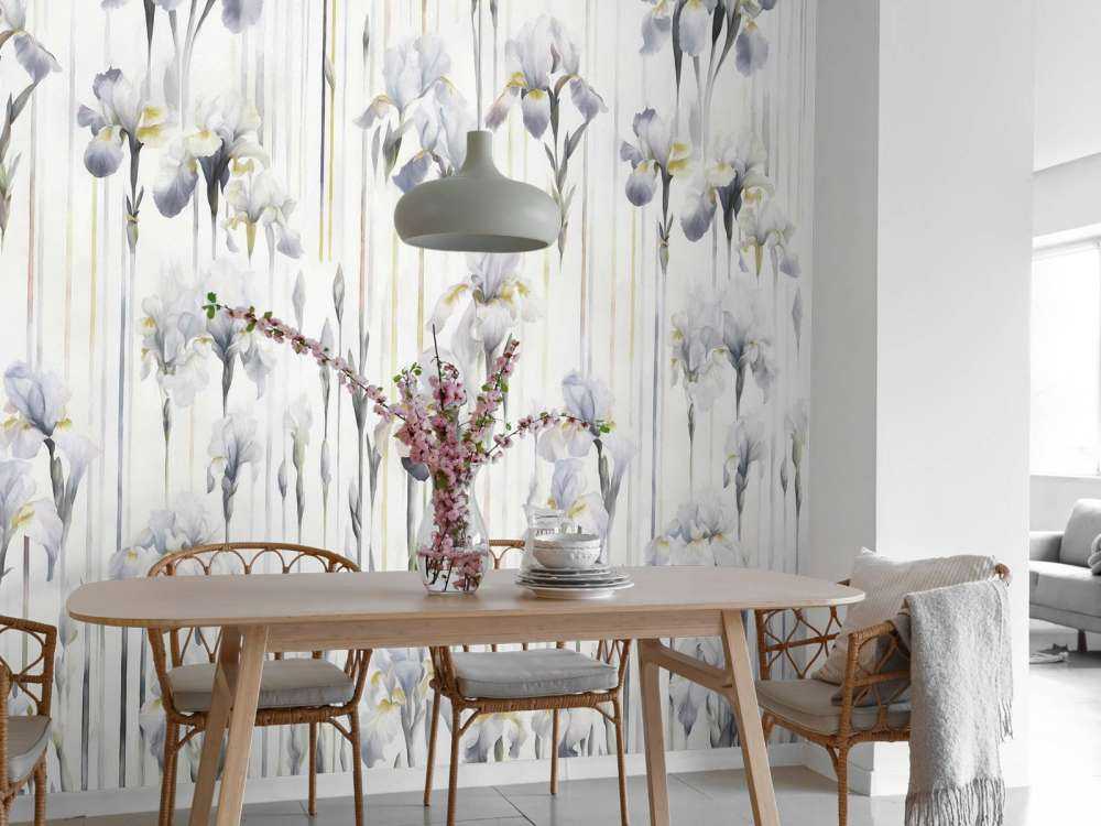 Iris et Rayures Gris Sans Couture