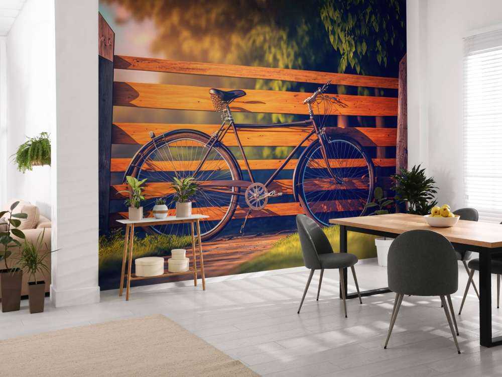 Vélo près d'une clôture en bois