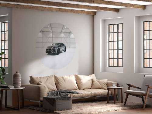 Lamborghini dans le hall blanc