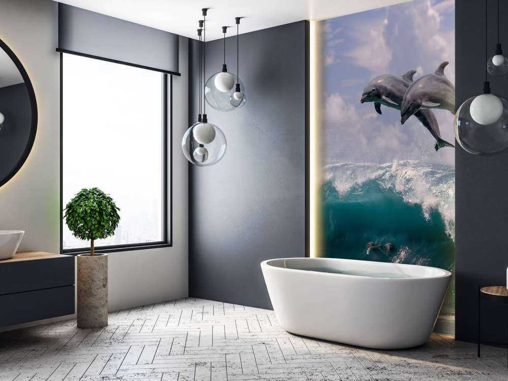 Dauphins et vagues