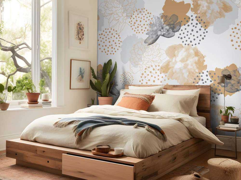 Motif floral gris