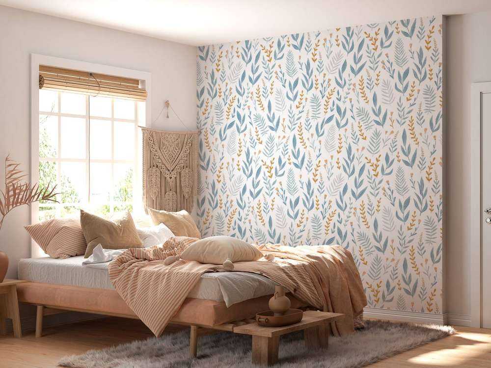 Motif avec feuilles bleues