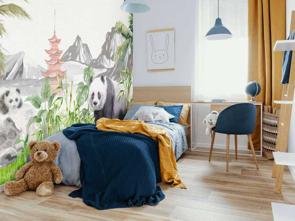 Pandas dans une jungle de bambous