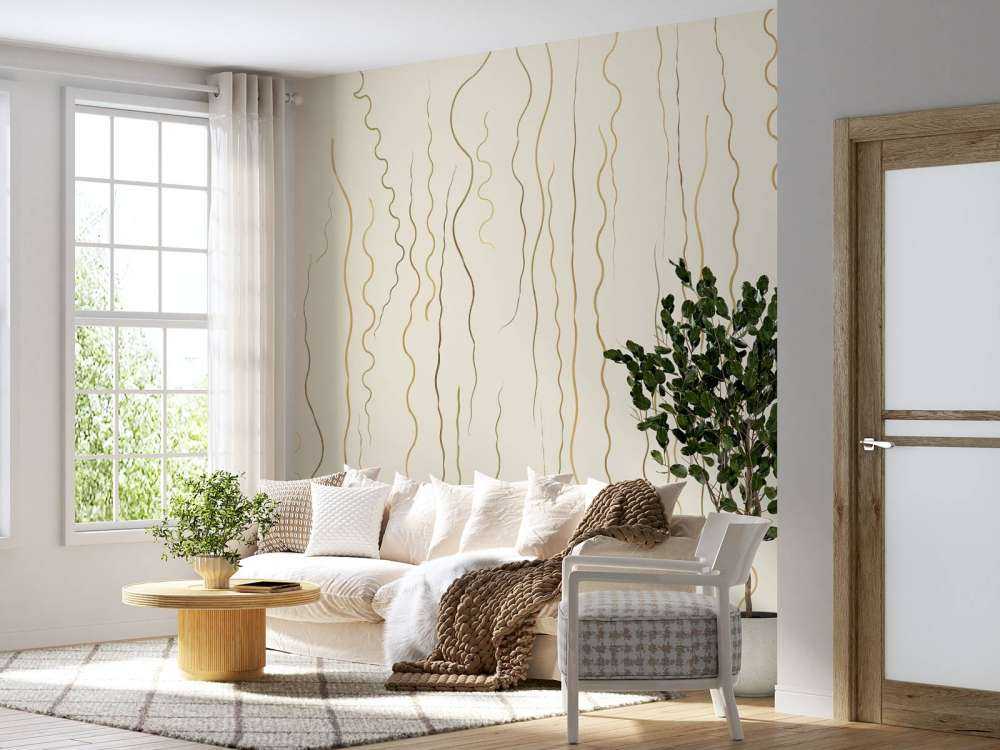 Lignes organiques herbe beige