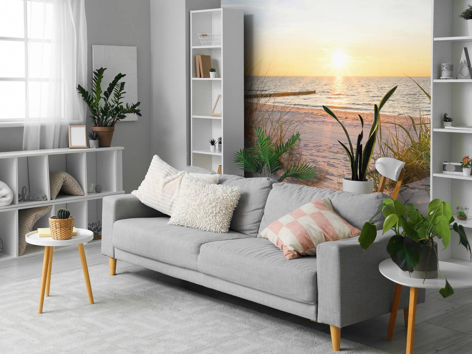 Plage de dunes avec coucher de soleil