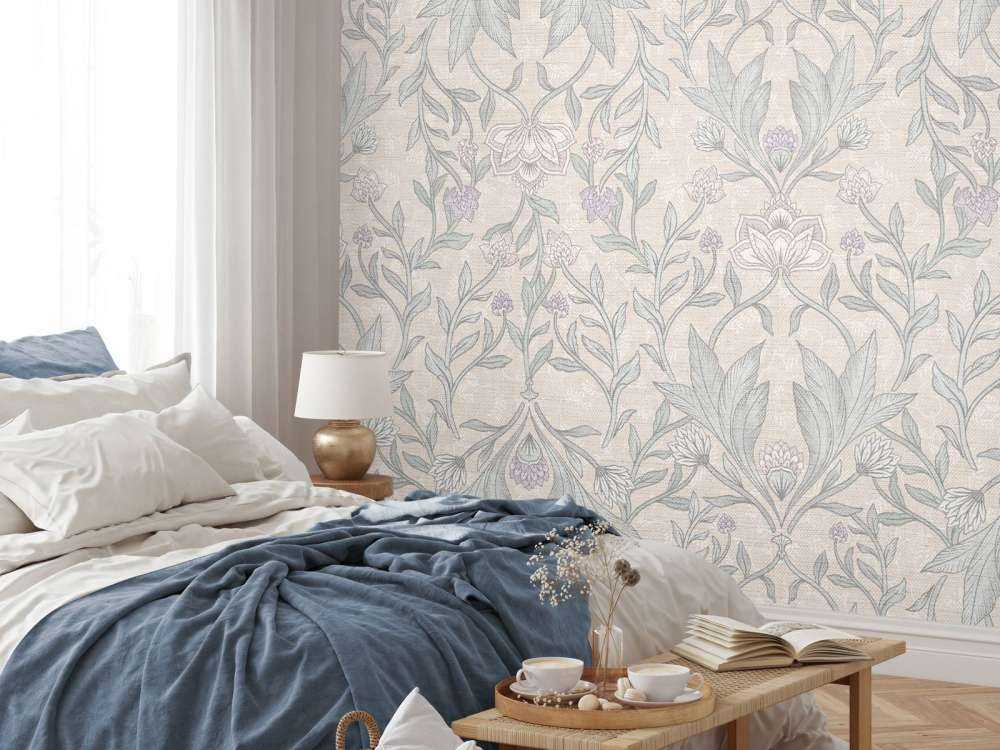 Damas floral Morris - beige neutre