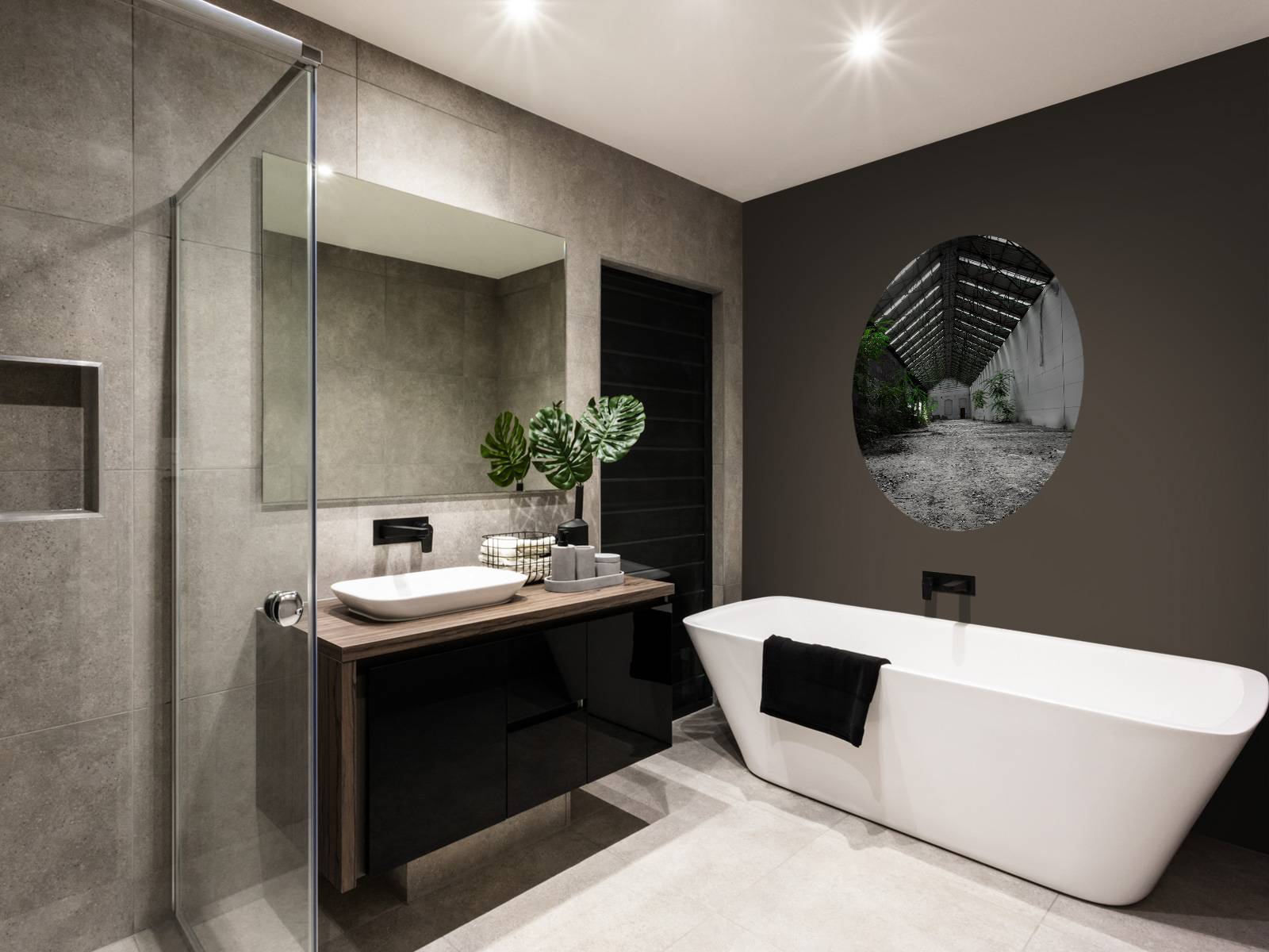 Hall industriel avec des plantes