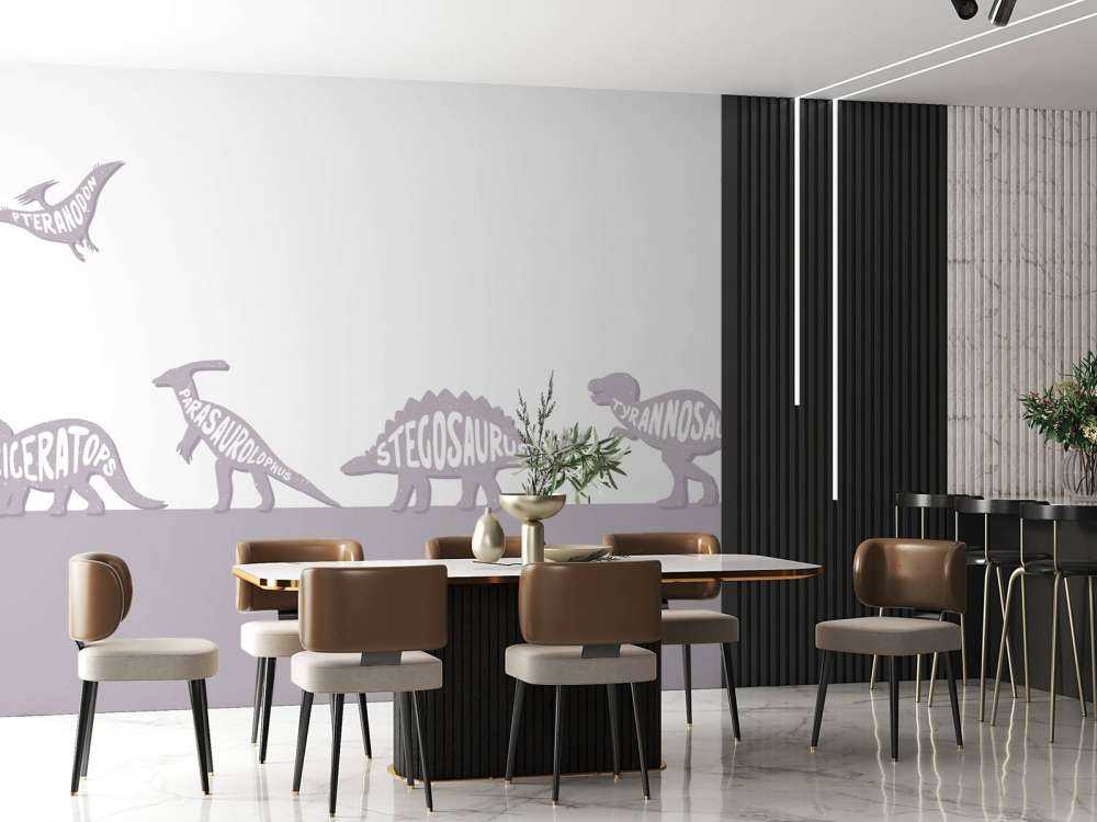 Dinosaures avec texte en rose
