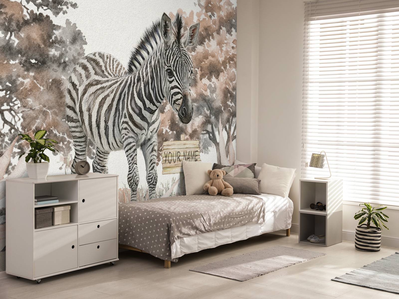 Bébé zèbre dans la nature taupe